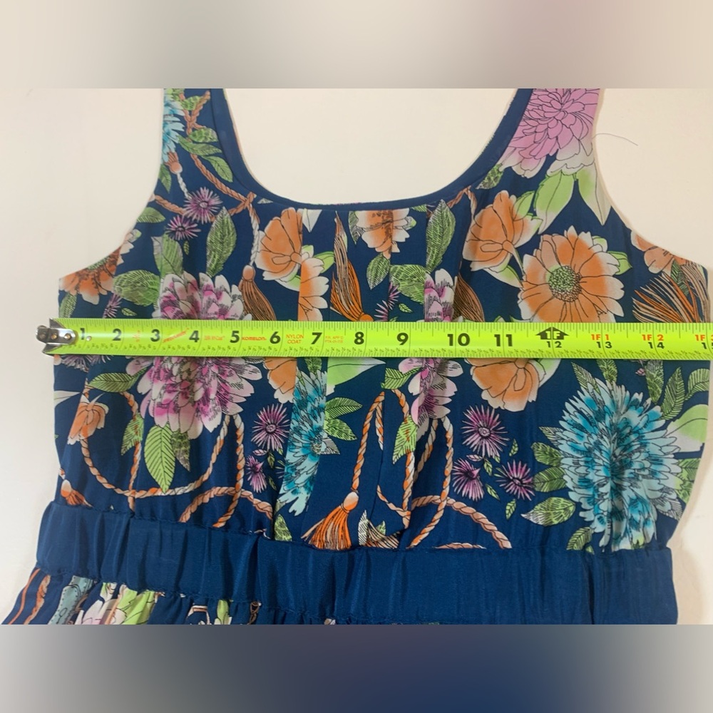 Anthropologie Moulinette Soeurs Mabel Floral Blue Silk Dress XS (L) - Picture 5 of 12